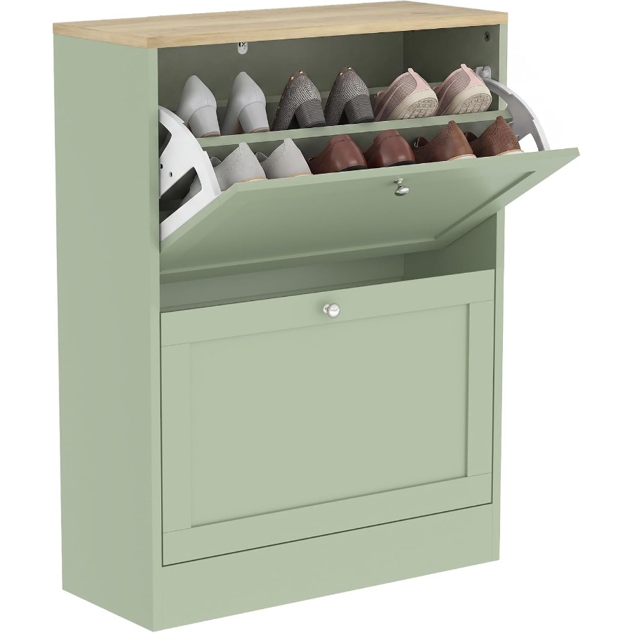 Shoe Rack Cabinet Narrow Entryway - 현관용 신발 수납장, 2단으로 구성된 좁은