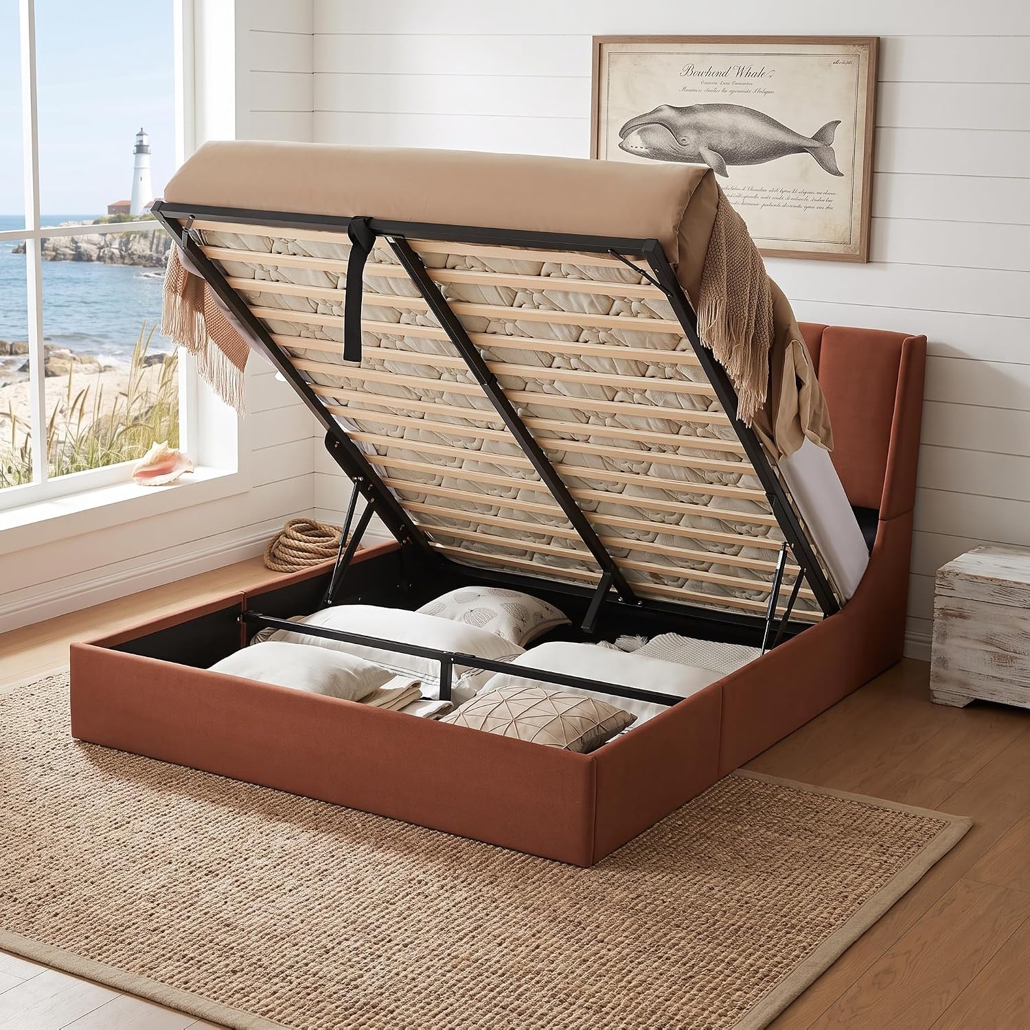 Gas Lift Storage Bed Hydraulic - 침실용으로 제작된, 유압식 가스 리프트와 침대