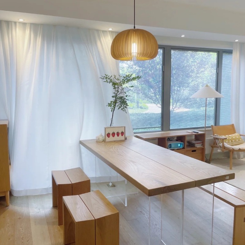 북유럽 단단한 나무 아크릴 플로팅 테이블 현대 간단한  - Bedroom Furniture 리뷰 및 가격