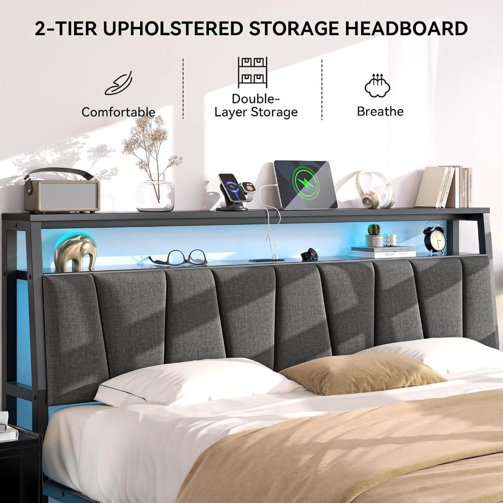 킹사이즈 침대 프레임, 수납형 헤드보드 및 3개의 서랍 - King Size Bed Frame With Storage Drawers 리뷰 및 가격