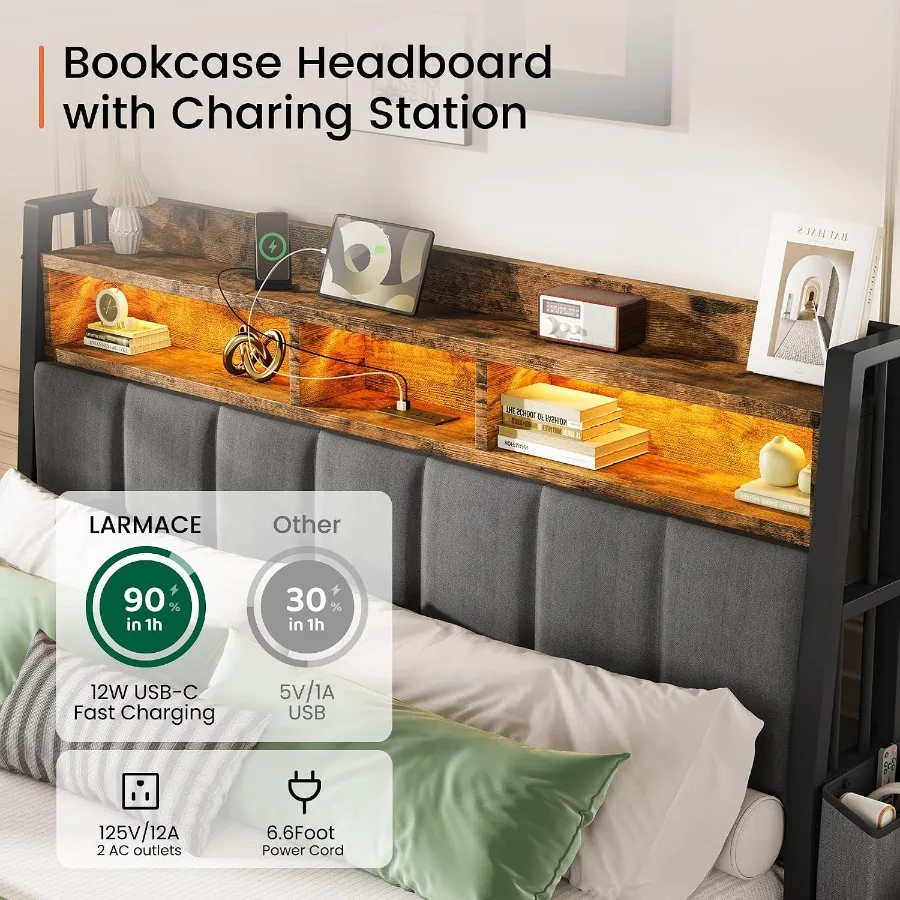 킹사이즈 침대 프레임, 2개의 수납 서랍 포함, 브라운 - King Size Bed Frame With Storage Drawers 리뷰 및 가격