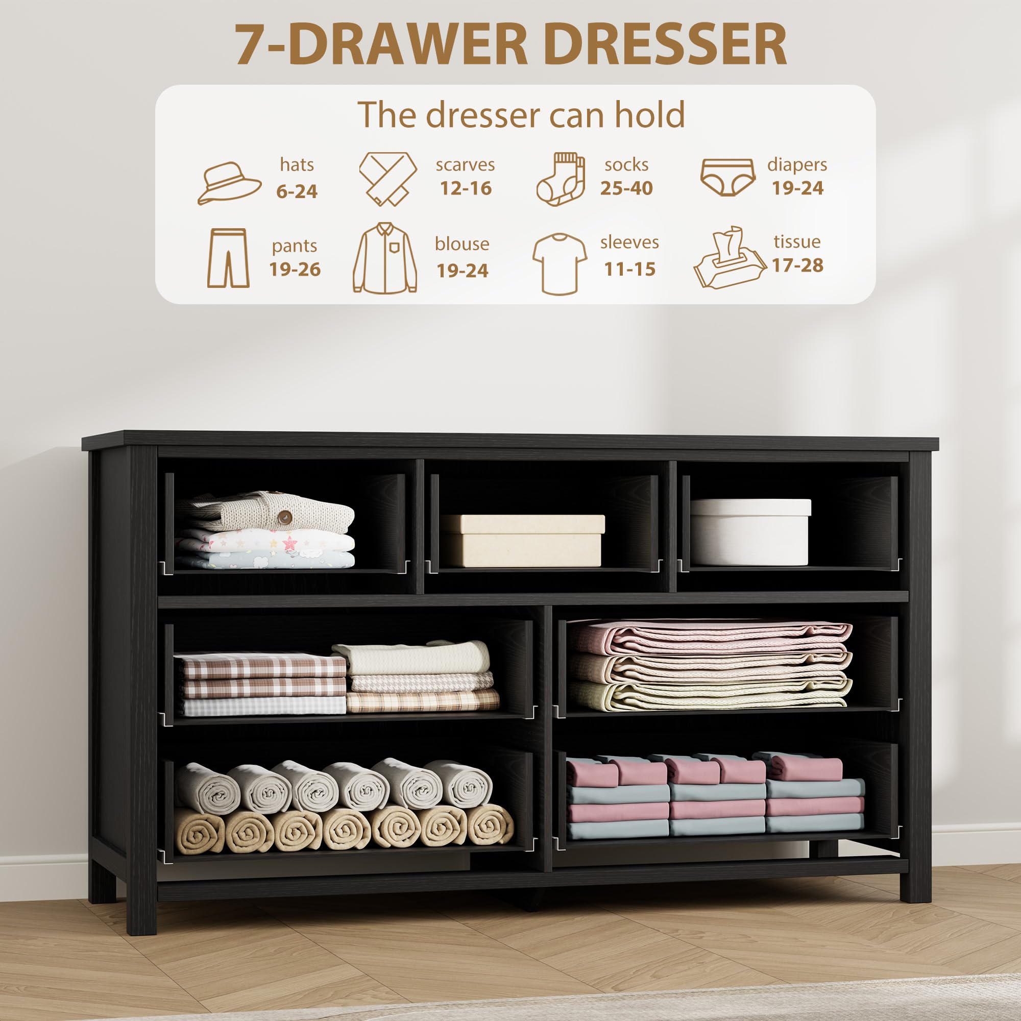 침실용 7단 서랍장, 폭 54인치, 옷 수납 공간이 있 - Bedroom Furniture 리뷰 및 가격