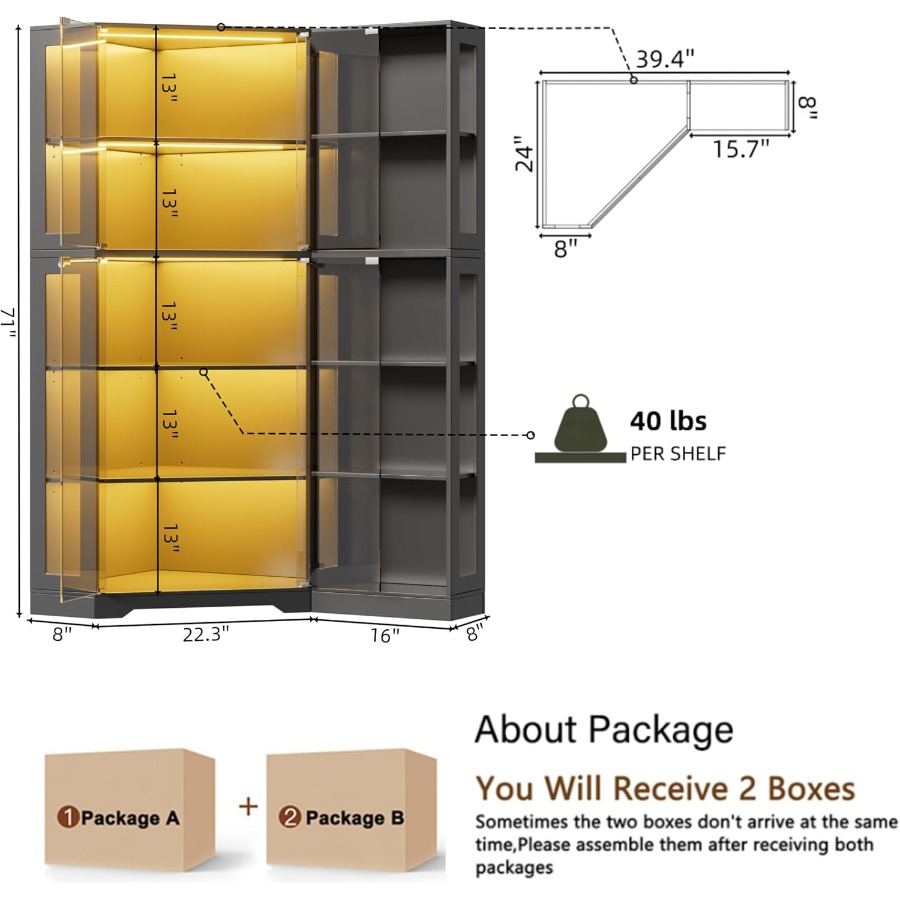 거실에 두고 수집품을 보관할 수 있는, 유리문과 LED - Storage 리뷰 및 가격