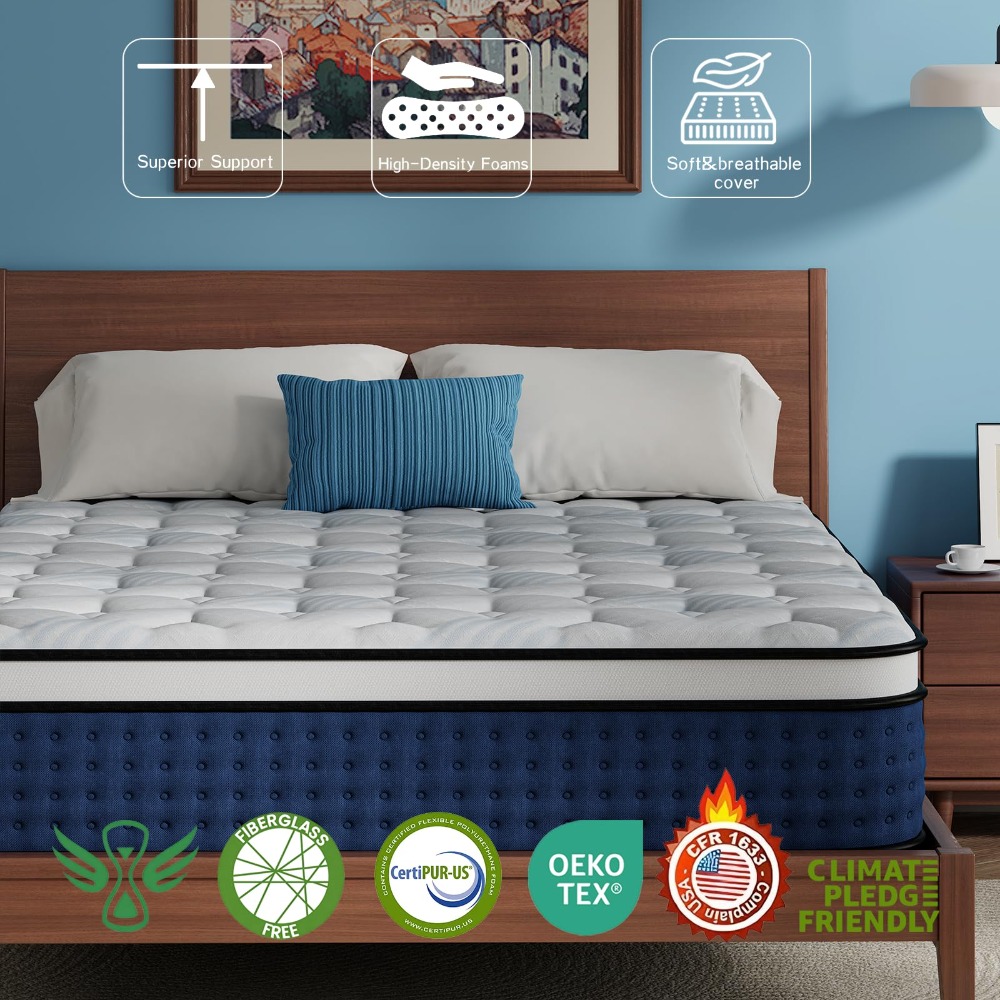 퀸 사이즈 매트리스, 12인치 하이브리드 퀸 사이즈 매 - Memory Foam Mattress In A Box Queen 리뷰 및 가격