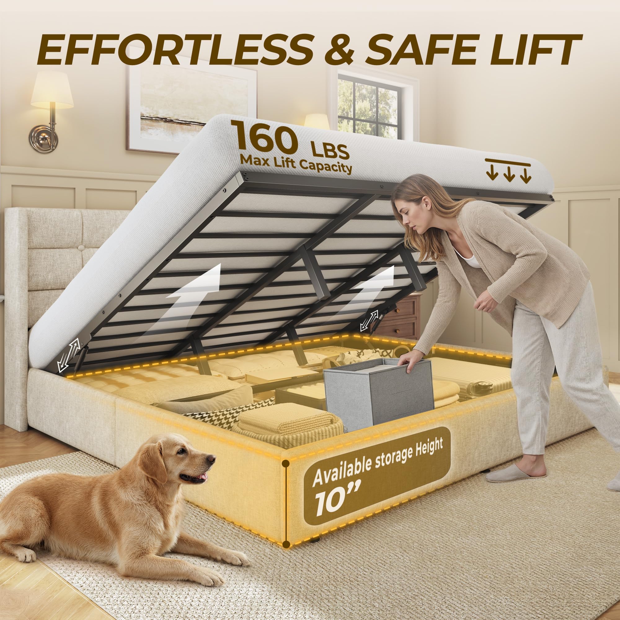 HIT 킹사이즈 리프트업 수납형 침대, 린넨 소재로 마 - Gas Lift Storage Bed Hydraulic 리뷰 및 가격