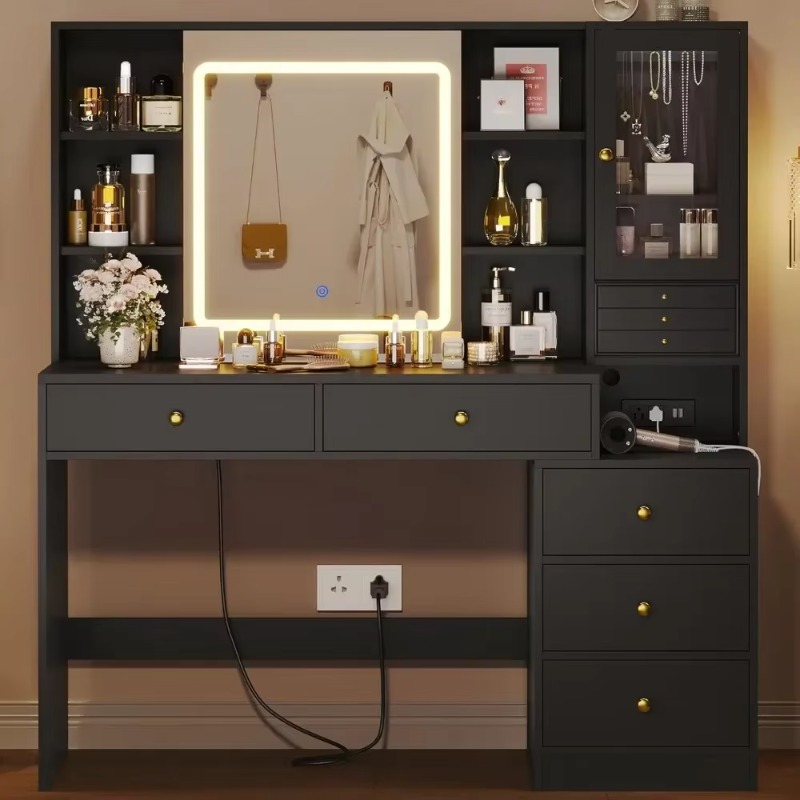 5단 서랍이 있는 화장대, 조명이 들어오는 슬라이딩 거 - Dressing Table Vanity With Lighted Mirror 리뷰 및 가격