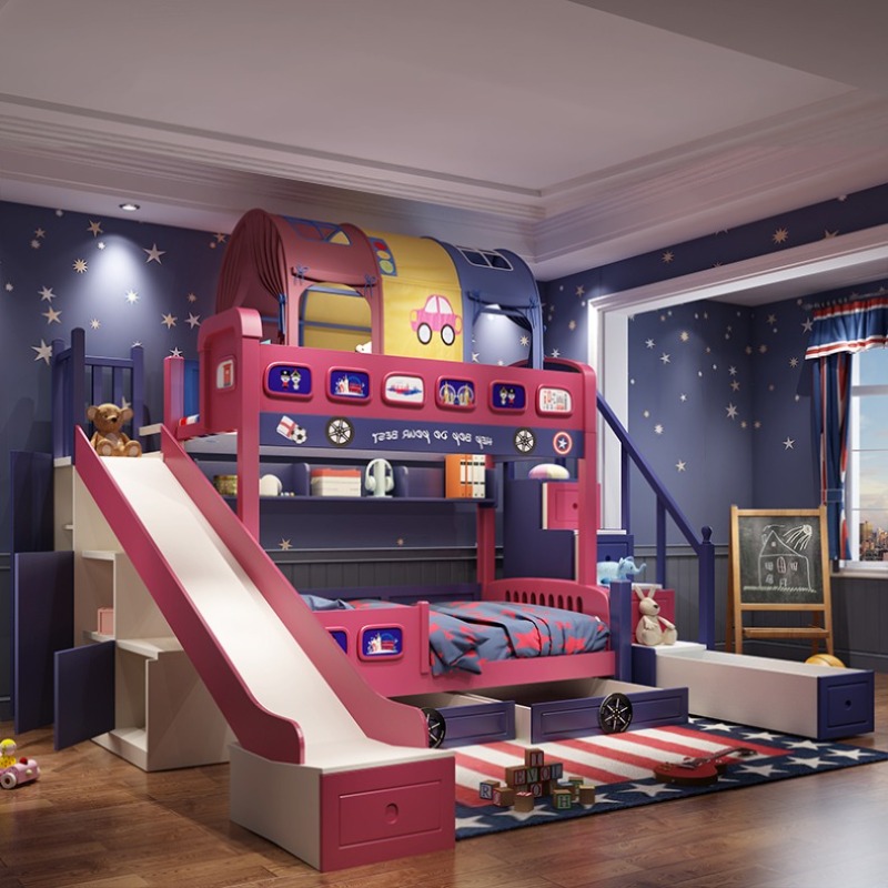 모던 스타일 여아 유아용 침대 프레임 슬라이드 싱글 카 - Bunk Bed With Stairs And Slide 리뷰 및 가격