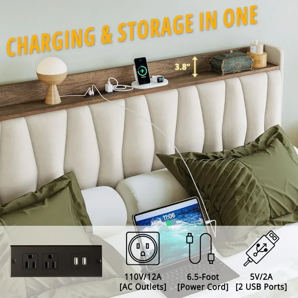 킹사이즈 침대 프레임, 수납형 헤드보드 및 충전 스테이 - King Size Bed Frame With Storage Drawers 리뷰 및 가격